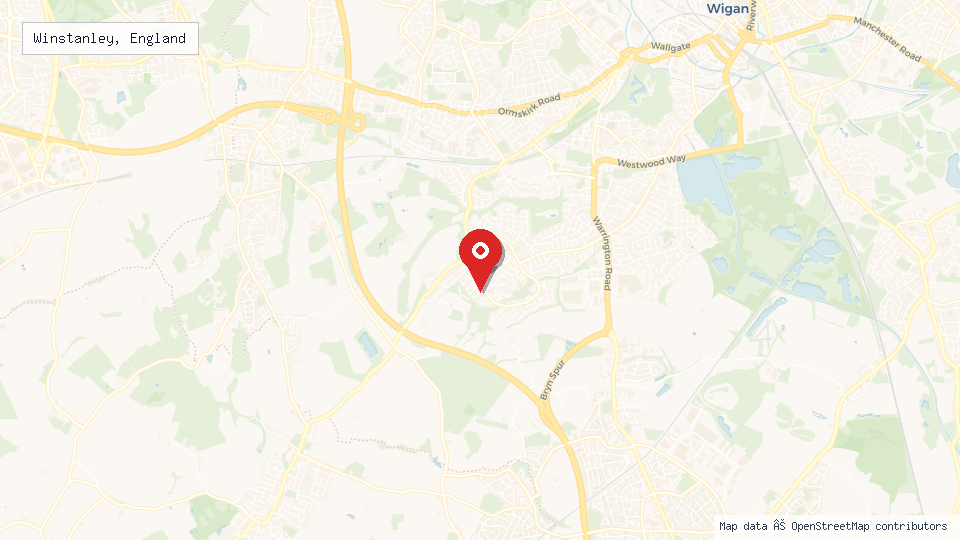 Street map of Winstanley, England with location pin