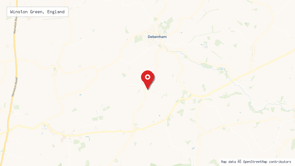 Street map of Winston Green, England with location pin