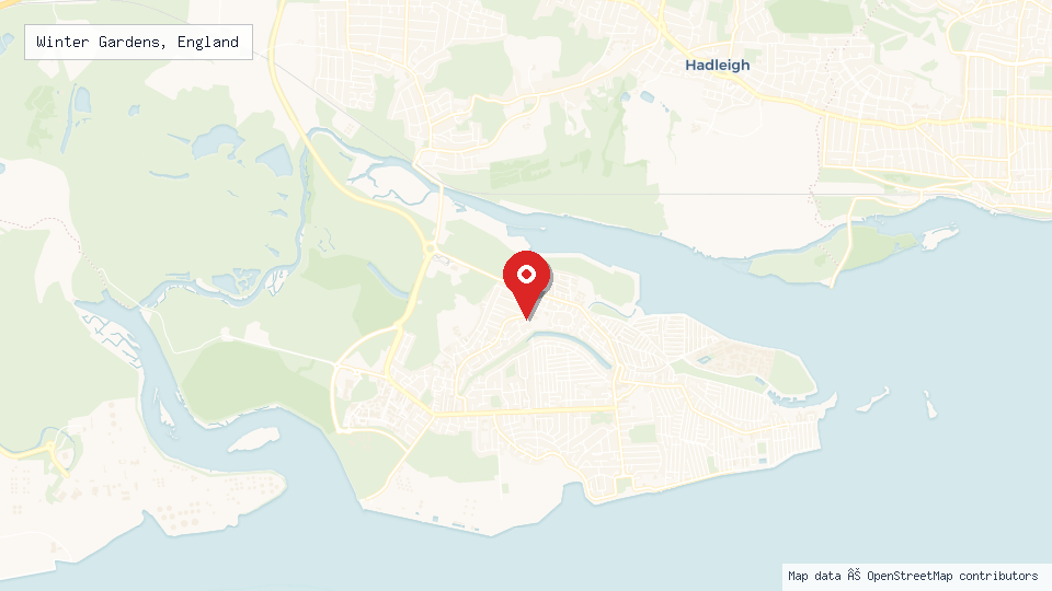 Street map of Winter Gardens, England with location pin