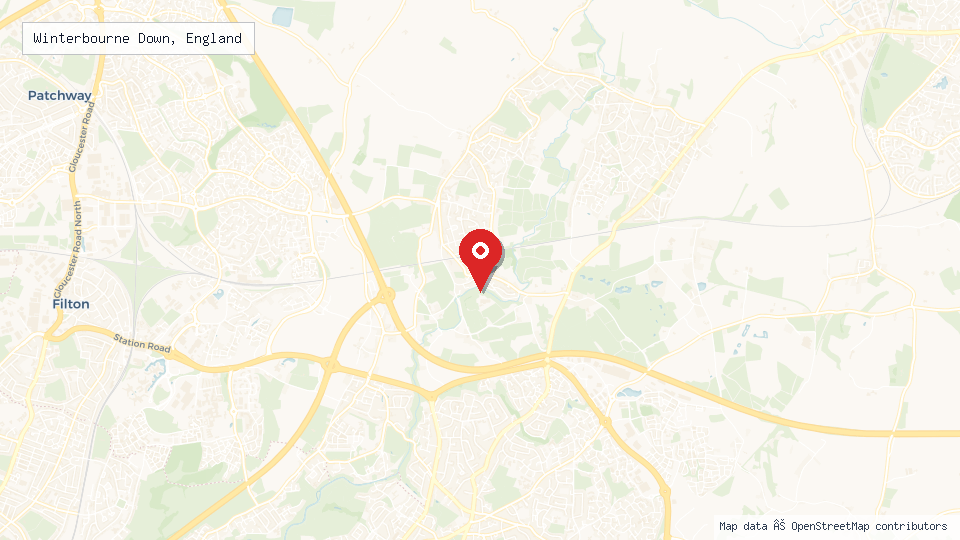 Street map of Winterbourne Down, England with location pin