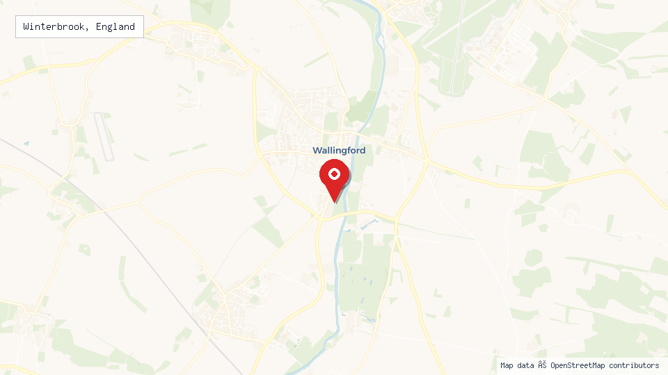 Street map of Winterbrook, England with location pin