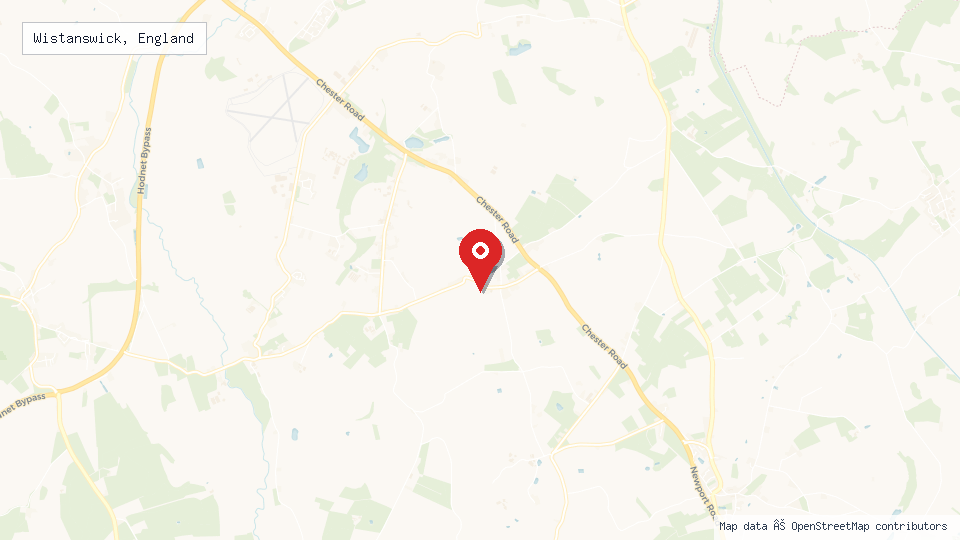 Street map of Wistanswick, England with location pin