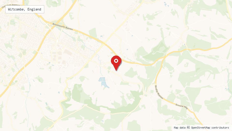 Street map of Witcombe, England with location pin