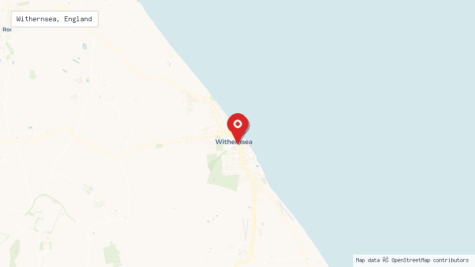 Street map of Withernsea, England with location pin