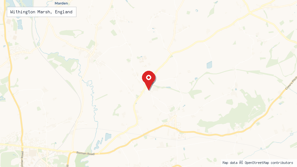 Street map of Withington Marsh, England with location pin