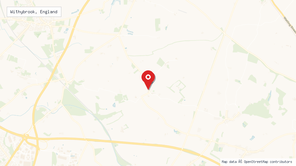 Street map of Withybrook, England with location pin