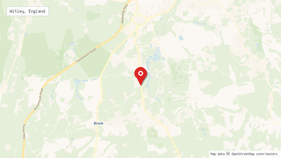 Street map of Witley, England with location pin
