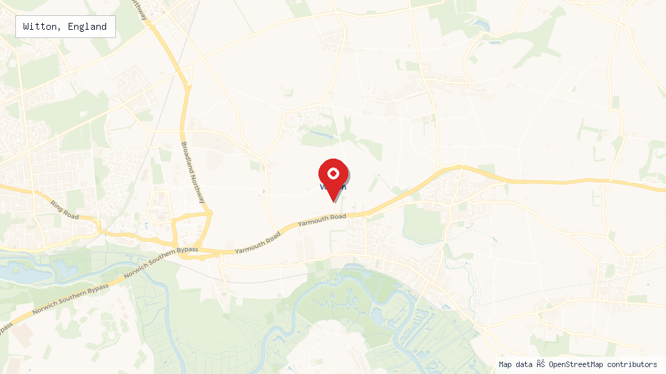 Street map of Witton, England with location pin