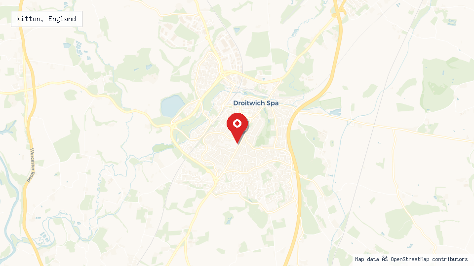 Street map of Witton, England with location pin