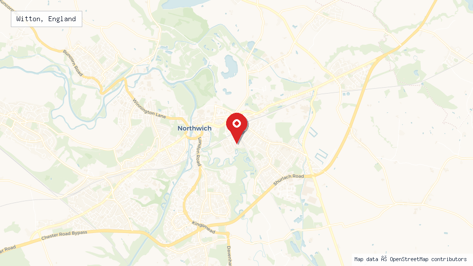 Street map of Witton, England with location pin