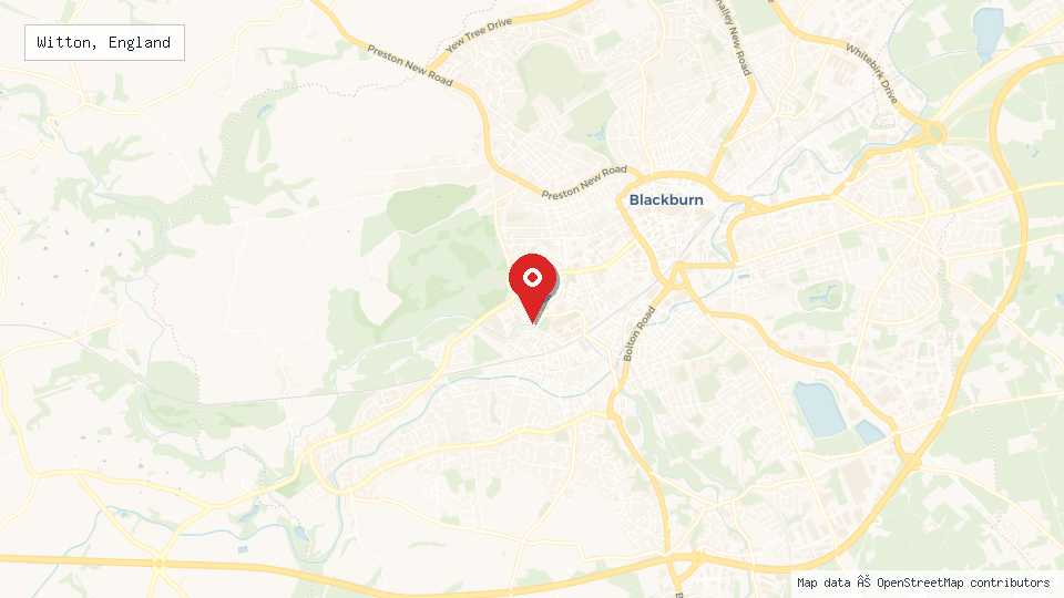 Street map of Witton, England with location pin