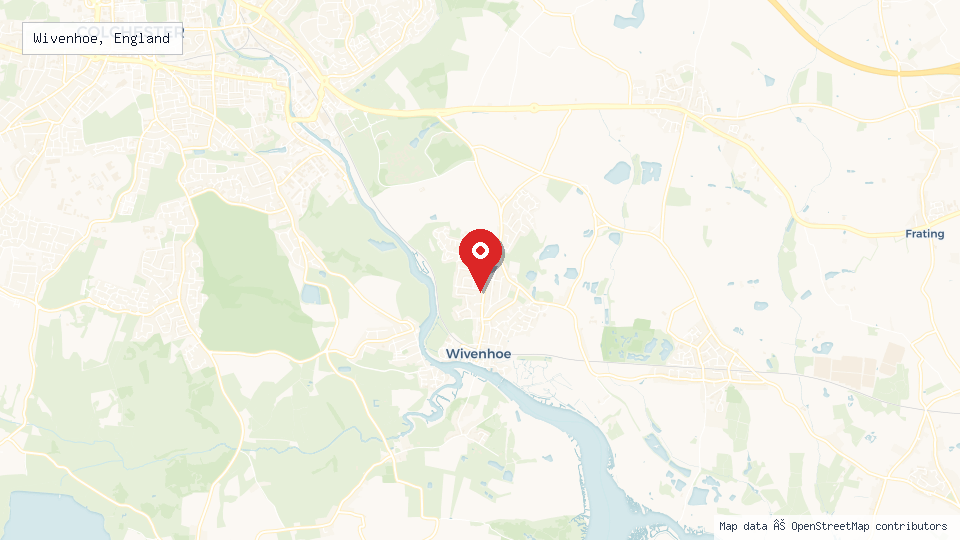 Street map of Wivenhoe, England with location pin