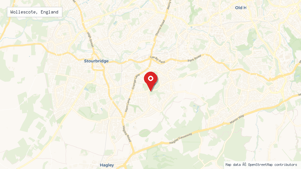 Street map of Wollescote, England with location pin