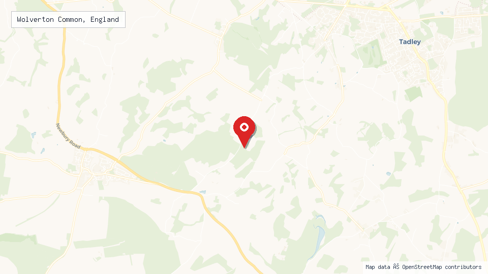 Street map of Wolverton Common, England with location pin