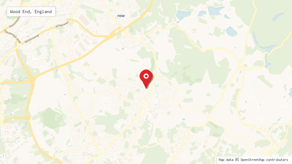 Street map of Wood End, England with location pin