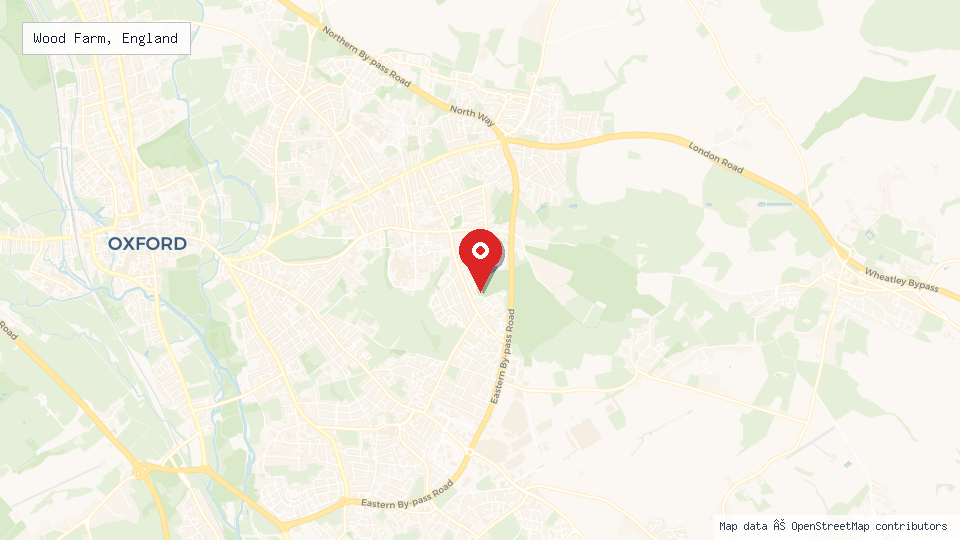 Street map of Wood Farm, England with location pin