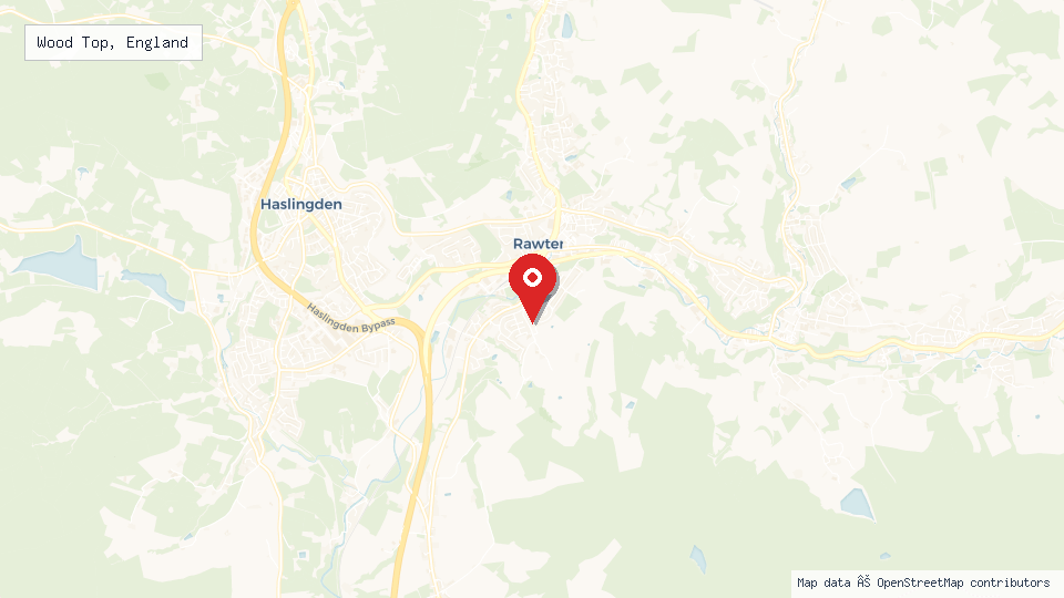 Street map of Wood Top, England with location pin