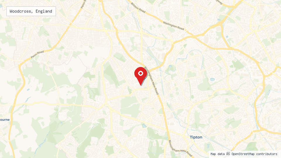 Street map of Woodcross, England with location pin