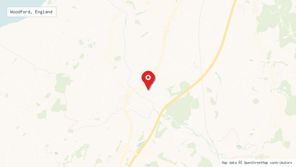 Street map of Woodford, England with location pin