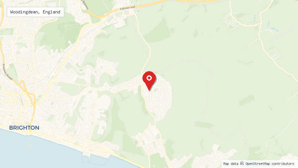 Street map of Woodingdean, England with location pin