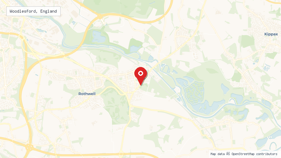 Street map of Woodlesford, England with location pin
