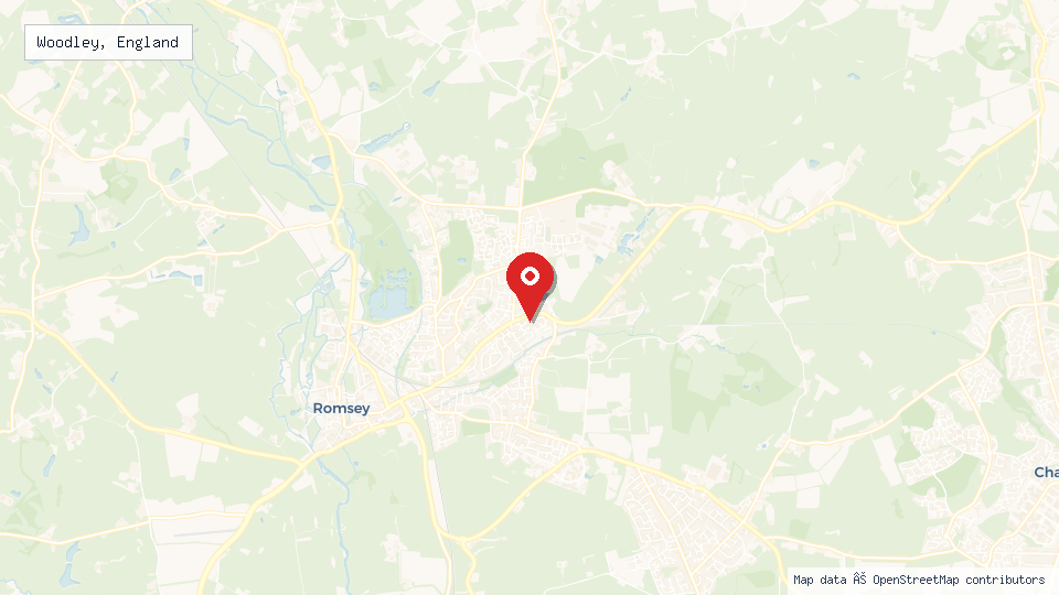 Street map of Woodley, England with location pin