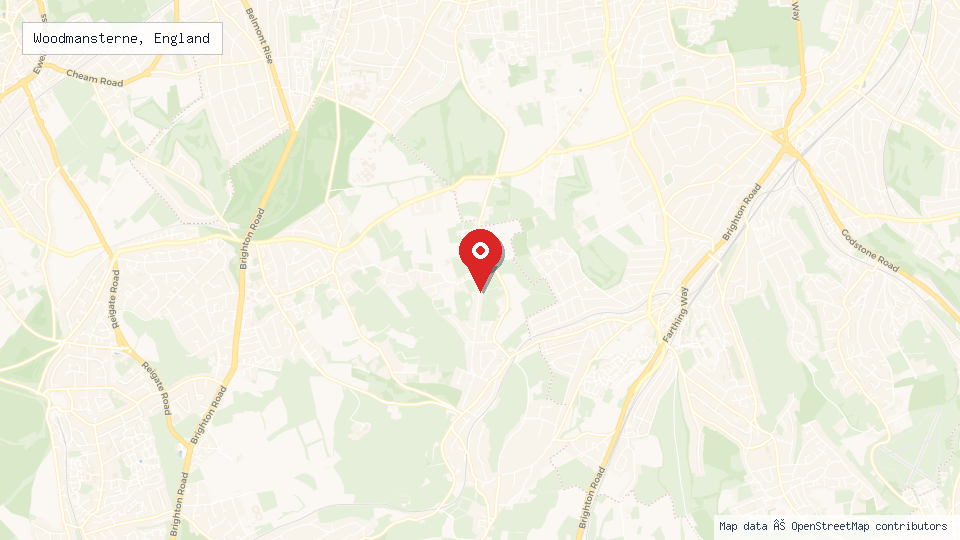 Street map of Woodmansterne, England with location pin