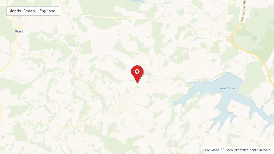 Street map of Woods Green, England with location pin