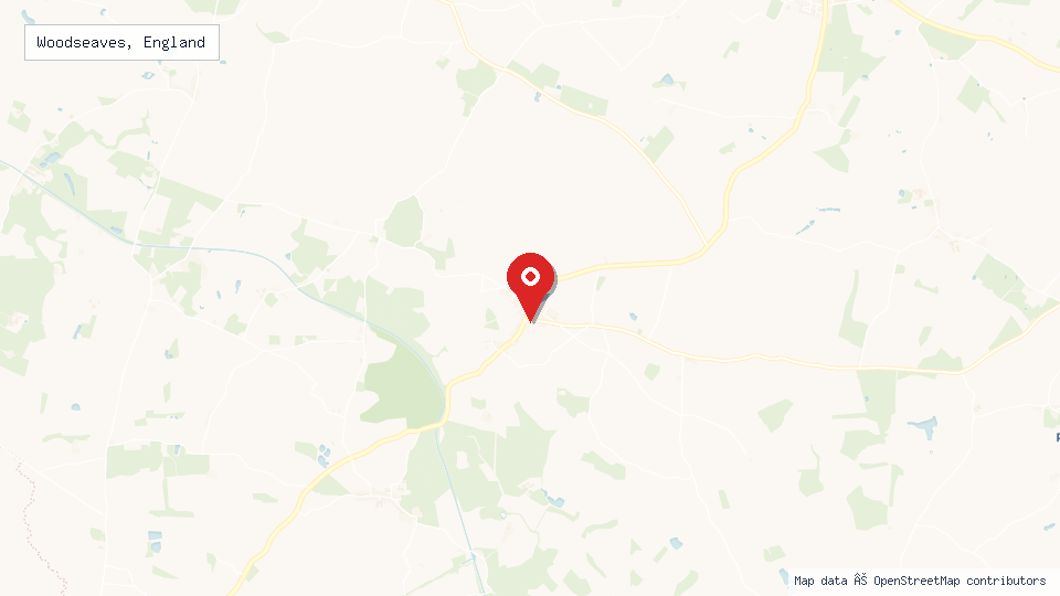 Street map of Woodseaves, England with location pin