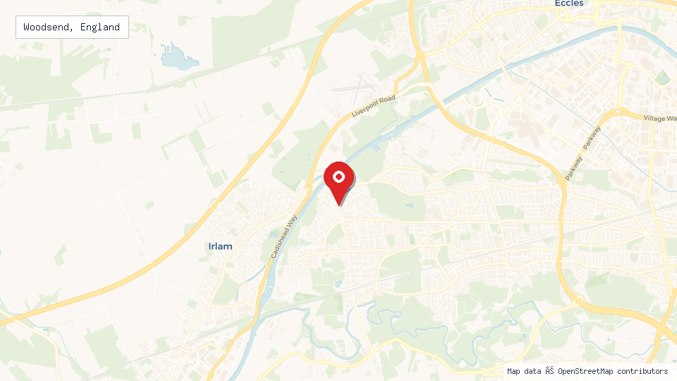 Street map of Woodsend, England with location pin