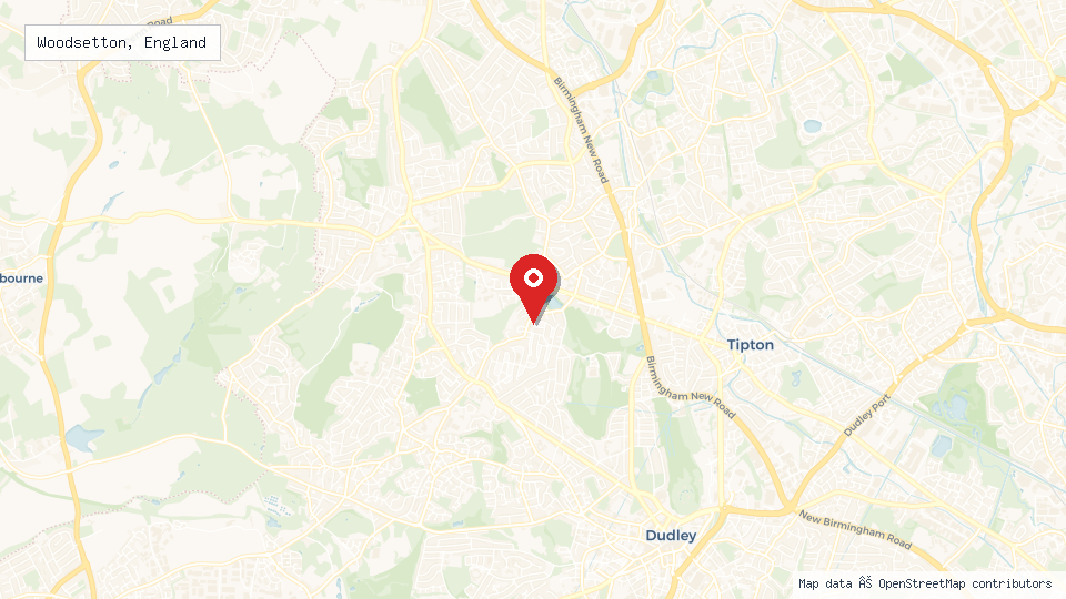 Street map of Woodsetton, England with location pin