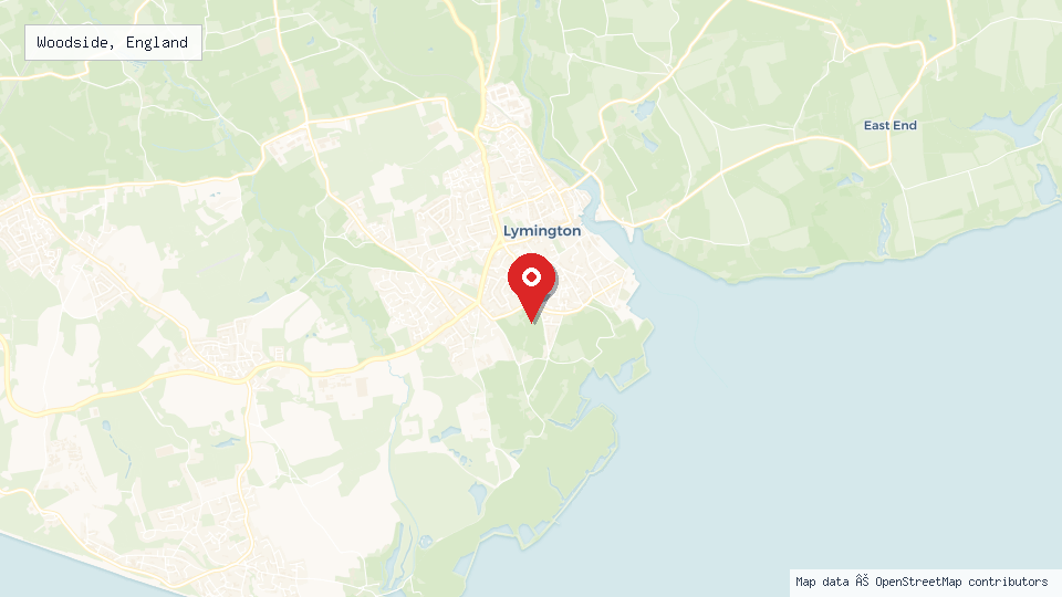 Street map of Woodside, England with location pin