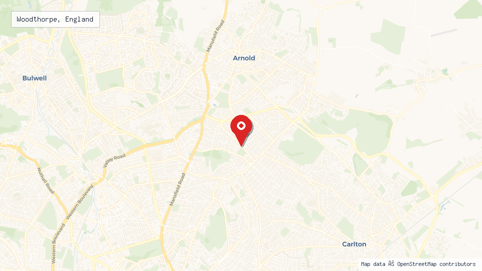 Street map of Woodthorpe, England with location pin
