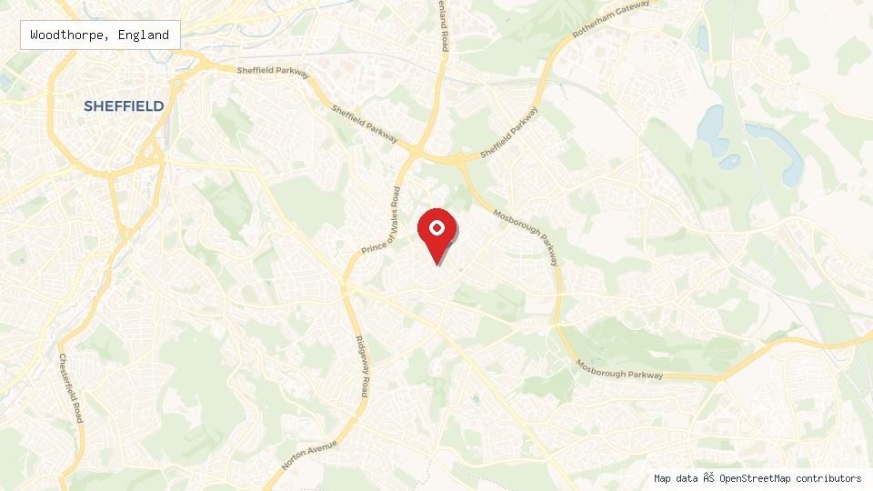 Street map of Woodthorpe, England with location pin