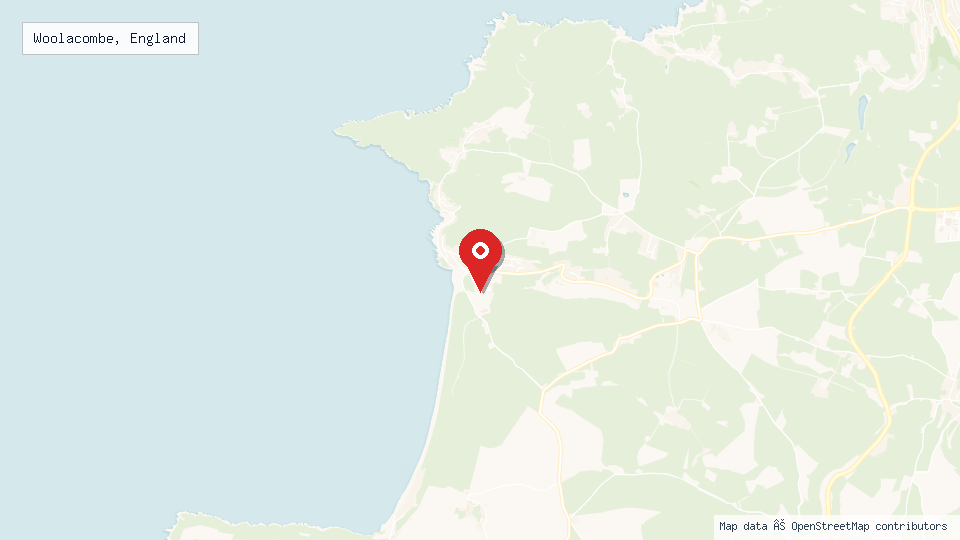 Street map of Woolacombe, England with location pin