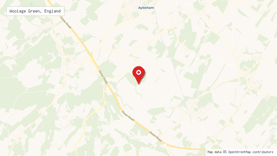 Street map of Woolage Green, England with location pin