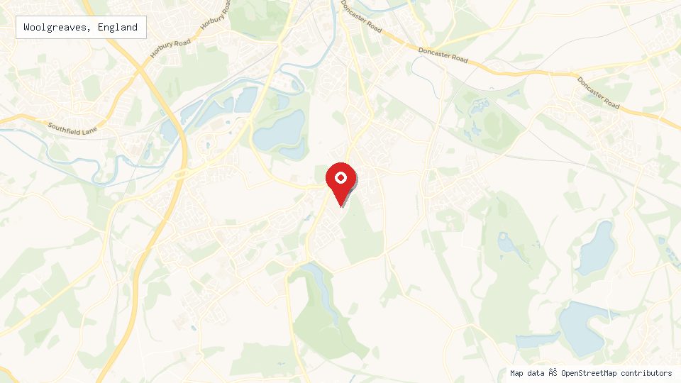 Street map of Woolgreaves, England with location pin