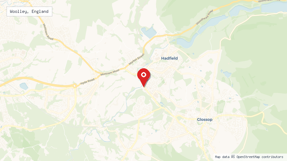 Street map of Woolley, England with location pin