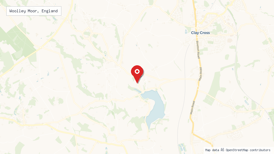 Street map of Woolley Moor, England with location pin