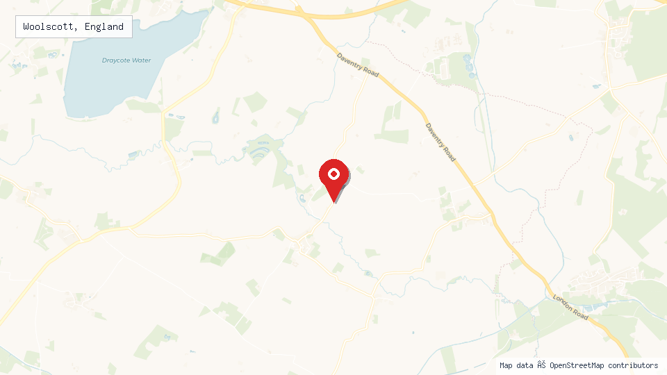 Street map of Woolscott, England with location pin