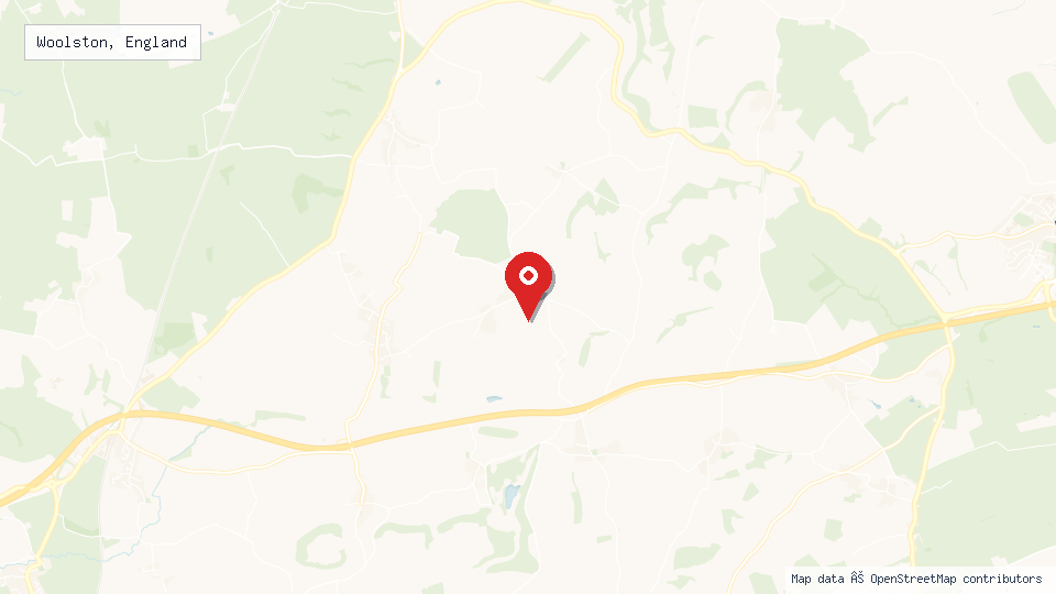 Street map of Woolston, England with location pin