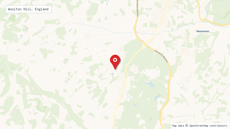 Street map of Woolton Hill, England with location pin