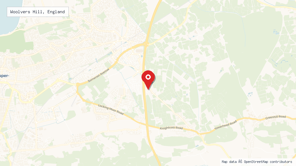 Street map of Woolvers Hill, England with location pin