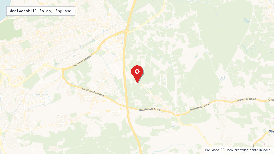Street map of Woolvershill Batch, England with location pin