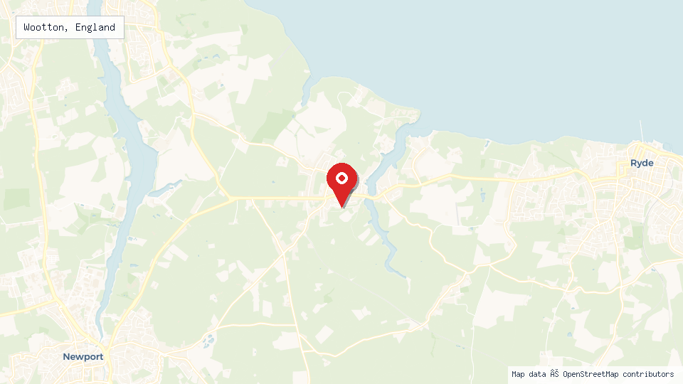 Street map of Wootton, England with location pin