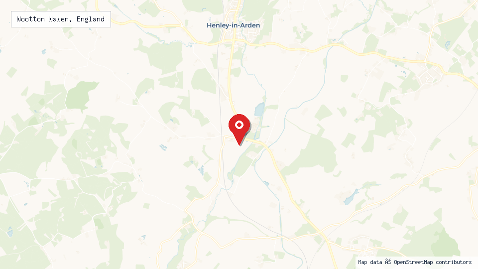 Street map of Wootton Wawen, England with location pin