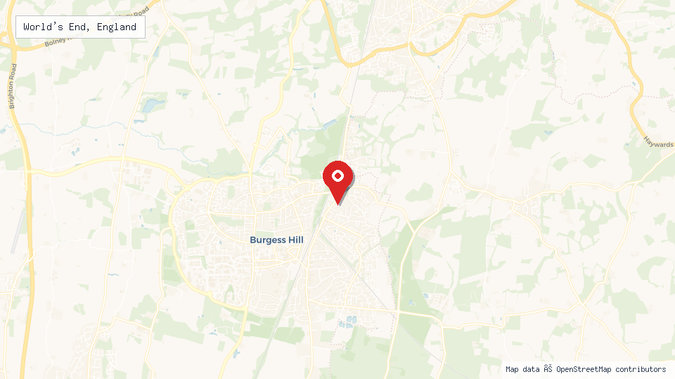 Street map of World's End, England with location pin