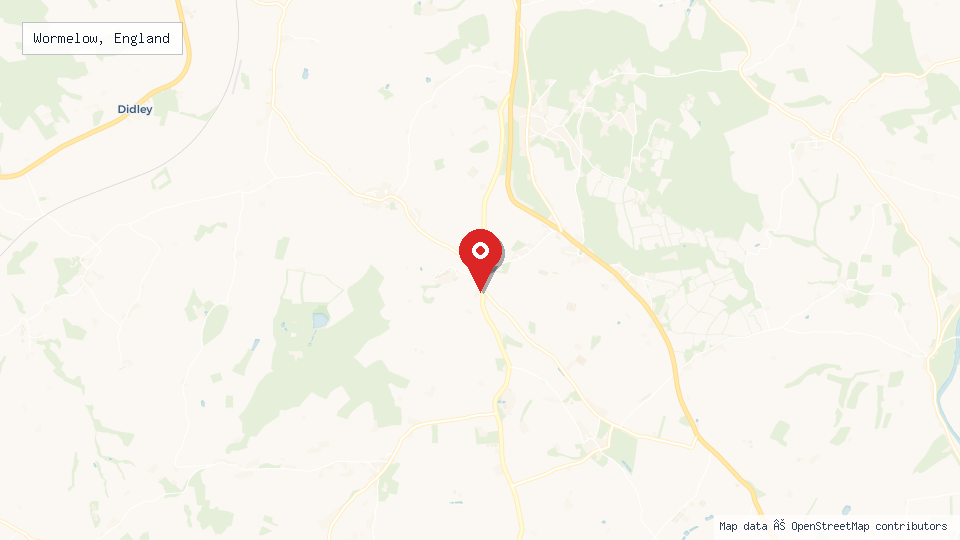 Street map of Wormelow, England with location pin