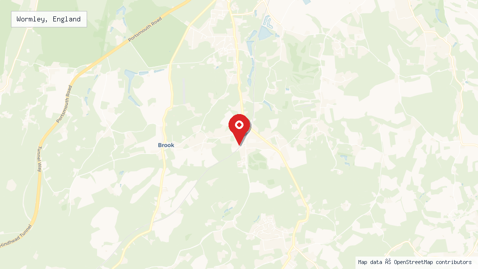 Street map of Wormley, England with location pin