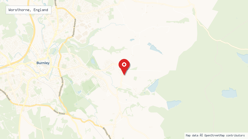 Street map of Worsthorne, England with location pin